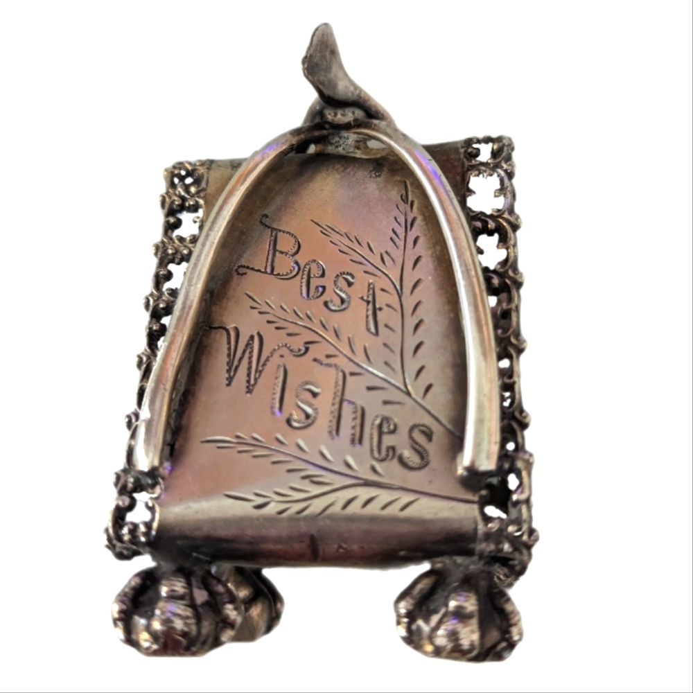 "Best Wishes" Double Wishbone Silver Napkin Ring